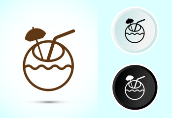 Tropical drink icon design illustration, Tropical drink sign for apps and websites, Color black and white