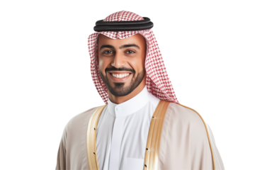 Smiling Arab Businessman in Professional Suit on Transparent Background – Confident, Successful Entrepreneur Ready to Lead, Innovate, and Excel in the Corporate World.Dubai. PNG cut out.