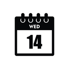 calender icon, 14 wednesday icon with white background