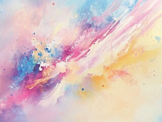 A painting of a colorful, abstract background with a yellow line