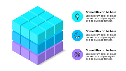 Infographic template. Isometric cube with 3 steps