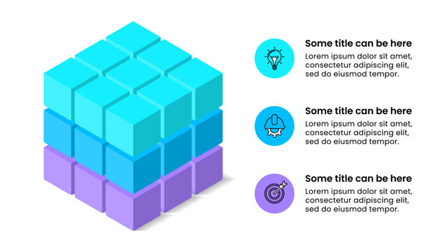 Infographic template. Isometric cube with 3 steps