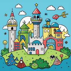 vector illustration of old town