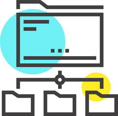 network folder flat line web icon concept
