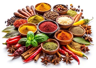 Fototapeta premium Colorful Indian Spices on Black Stone - Top View