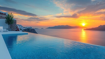 Santorini Sunset Infinity Pool View