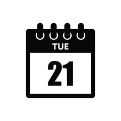 calender icon, 21 tuesday icon with white background