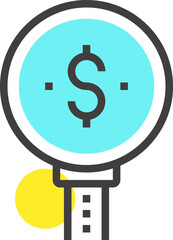 investment search flat line web icon concept