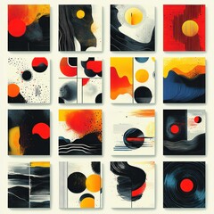 Abstract art collection on a light background