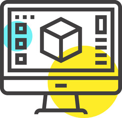 graphics software flat line web icon concept