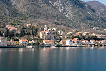 View of a small town in Kotor bay, Montenegro