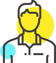 male avatar flat line web icon concept