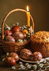 ostermotive painted easter eggs orthodox religion, slavic bread, ostern to celebrate Christ's coming back to life after the Crucifixion. Happy Easter!