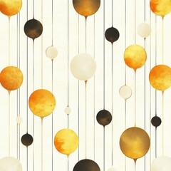 Abstract circles hanging on strings, cream background
