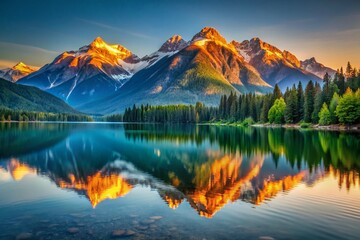Fototapeta premium Vancouver Mountains, Sunlit Water - Long Exposure Photography
