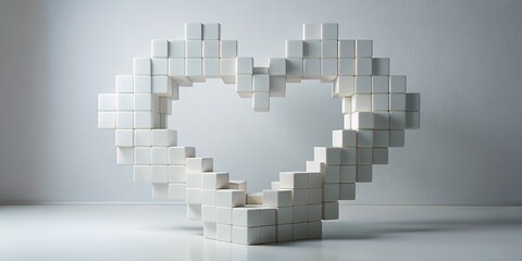 Fototapeta premium Valentine's Day White Toy Blocks Romantic Architectural Photography