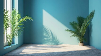 Fototapeta premium Sunny beach room interior design mockup