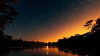 Naklejka premium Serene Starry Night in Photorealism