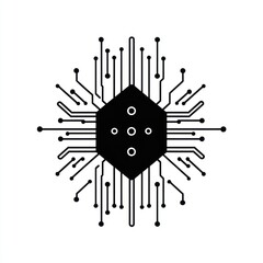Abstract circuit hexagon design