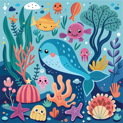 seamless pattern with fishes