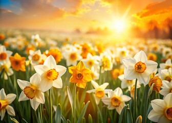 Vibrant Daffodil Field: A Kaleidoscope of Spring Colors