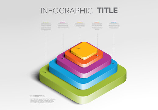 Isometry square blocks pyramid template made from color blocks