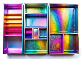 Holographic Cabinet Organizers - Sapphire Blue Amber Glow