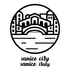 Circle Icon Vanice City. Vector illustration