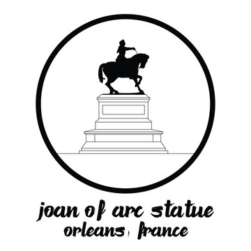 Circle Icon Joan of Arc Statue. Vector illustration