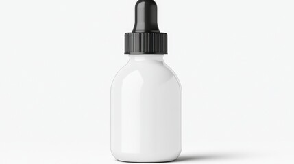 White Glass Bottle with Black Dropper Cap