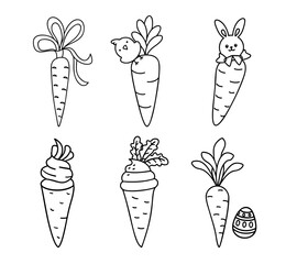 Carrot-Themed Easter, Cute carrot illustrations with animals and decorations for Easter fun