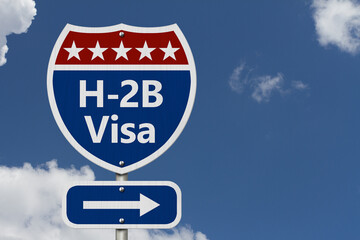 H2b Visa highway sign with arrow