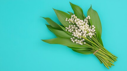 Fototapeta premium White Lilies Bouquet On Teal Background