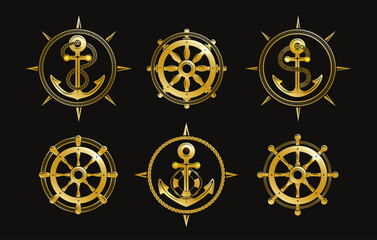 Golden nautical emblem set © vectortatu