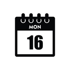 calender icon, 16 monday icon with white background
