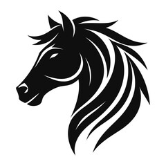 Majestic Horse Head Vector – Elegant Black Stallion Silhouette

