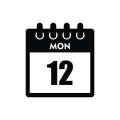 calender icon, 12 monday icon with white background
