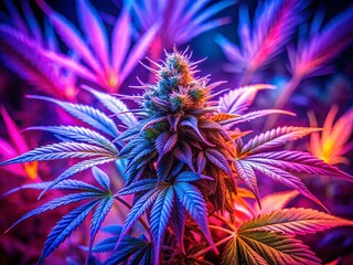 Vibrant Purple Neon Cannabis Flower: Medical & Cosmetic Hemp Strain
