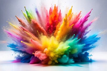 Vibrant Rainbow Chalk Dust Explosion - Colorful Art Supplies Stock Photo