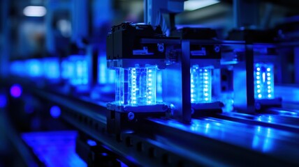 Advanced automated technology in circuit board manufacturing process. Conveyor Belt on a Modern Factory