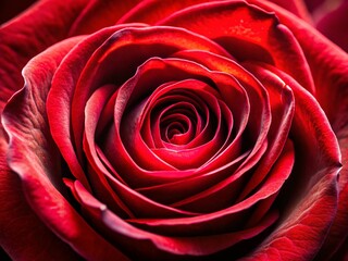 Naklejka premium Vibrant Red Rose Macro Photography: Abstract Close-Up Floral Image