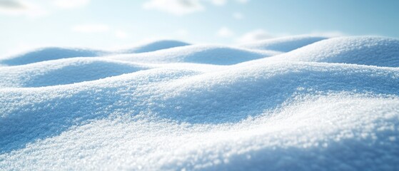 Obraz premium Serene snowscape featuring soft rolling hills under a bright sky creating a peaceful winter atmosphere with a focus on natural light and texture