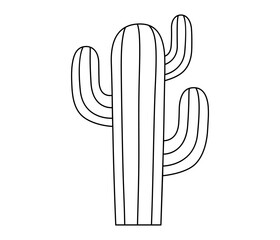 Hand drawn cute outline illustration of cactus. Flat vector thorny desert plant line art doodle. System network error icon. Not found mistake. Emptiness or loneliness sticker concept. Isolated.
