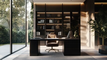 Modern Office Interior with Large Windows