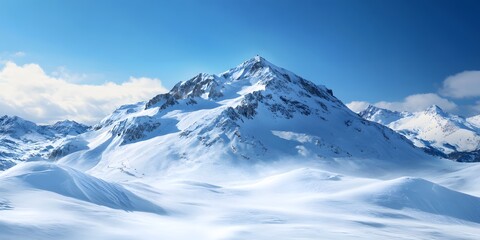 Obraz premium Majestic Peak of Uludag Mountain Surrounded by Snowy Landscape Under Clear Blue Sky