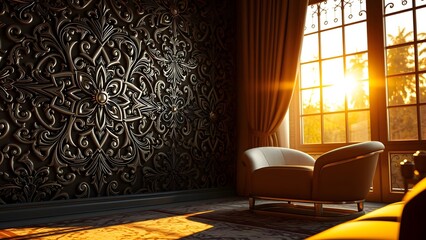 Tranquil Decorative Patterns in a Sunlit Room
