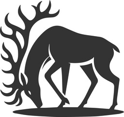 A deer bending down to sniff the ground animal silhouette vector