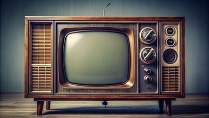 Vintage Analog TV with Knobs, Low Light Photography, Retro Electronics