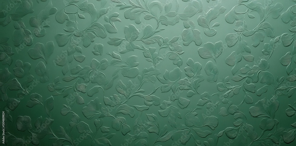 Aufkleber a textured green surface with floral patterns, creating a subtle and elegant background.