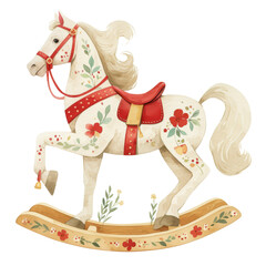 Playful rocking horse toy childhood memories illustration cozy nursery whimsical design